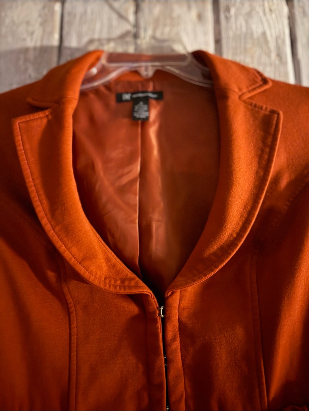 INC International Concepts Rust Orange Ruffle Cropped Blazer - Picture 3 of 10